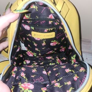 Betsey Johnson Mustard Backpack with Floral Lining
